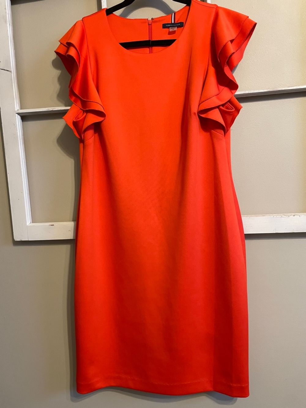 Tommy Hilfiger Red Ruffle Sleeve Midi Dress